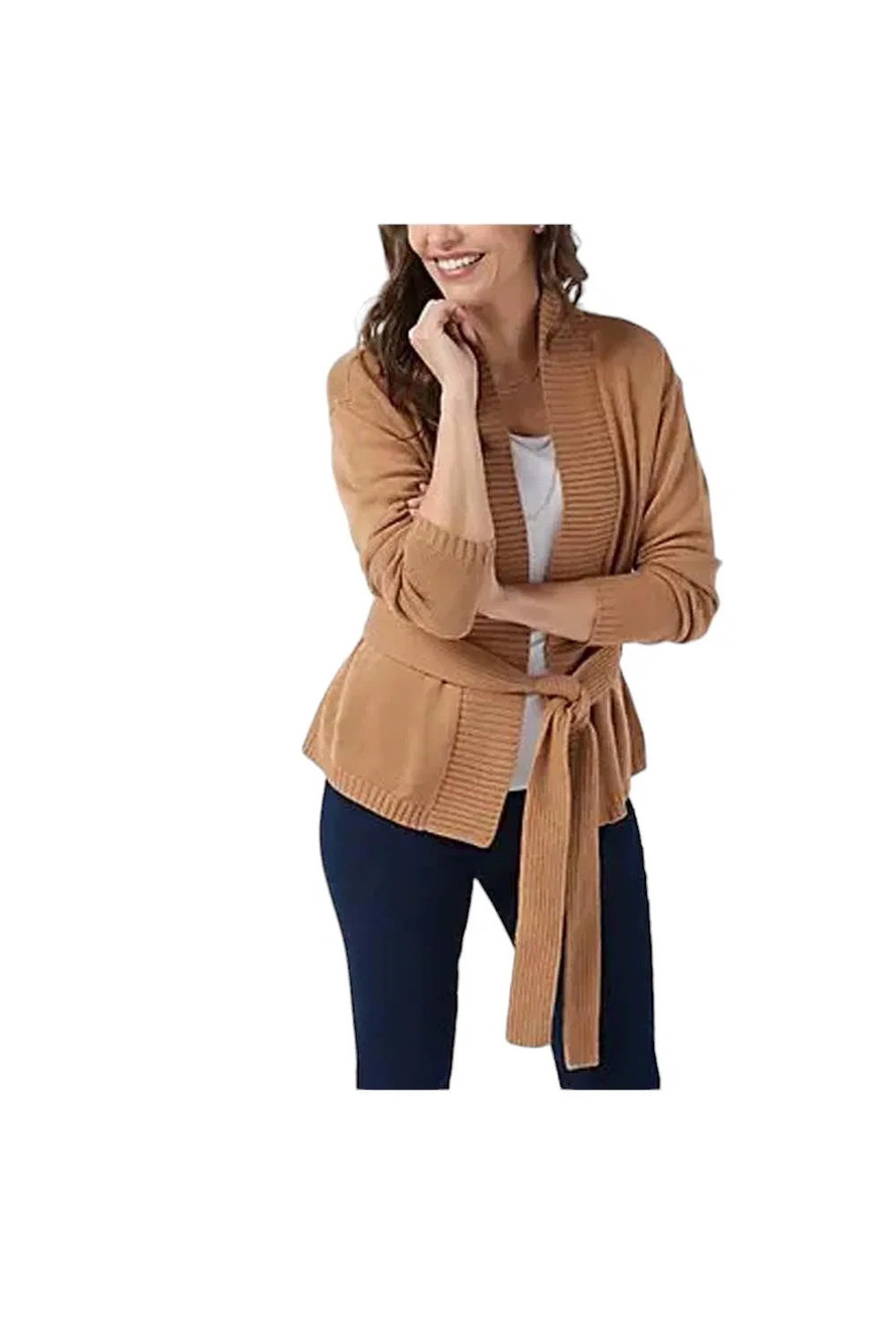 All Worthy Hunter McGrady Tie Front Sweater Desert Tan - Regular